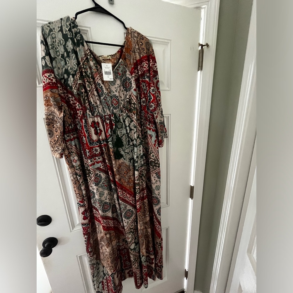 Multi Colored Maxi Dress with tassel detail waistline